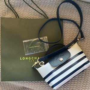 Longchamp Blue Le Pilage Striped Pouch